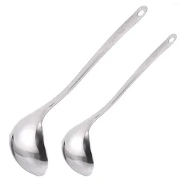 Spoons 2pcs Stainless Steel Soup Ladle Scoop Oil Separators Scoops Skimmer Spoon Colander Tools For Kitchen Cooking