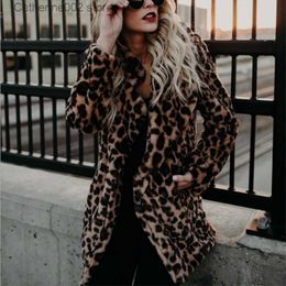 Women's Fur Faux Fur new womens clothes Lapel Leopard Faux Fur Coat Thicken Autumn Winter Jacket T231025