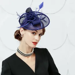 Berets Cap For Women Elegant Aristocratic Lady Hats Classic Party Wedding Dress Feather Pillbox Hat Fedora