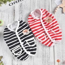 Dog Apparel Stripe And Cats Vest Jacket Autumn Winter Shirt Outwear Clothing Pet Black XS XXL Pugs Toy Terrier Goods