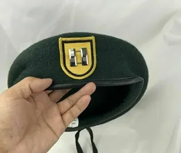 Berets US Army 1th Special Forces Group BLACKISH Green WOOL Beret Officer'S Captain Rank Military Hat Reenactment