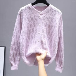 Women's Knits Purple Spring Fall Japan Fairy Cardigans Long Sleeve Sweater Loose Coat Casual Cloth Girl Jacket V-neck Tops Clothes For Women