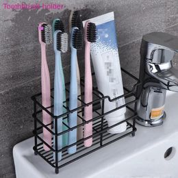 Toothbrush Holders Toothbrush Holder Stainless Steel Electric Toothbrush Stand Shelf Toothpaste Storage Rack Bathroom Accessories Organiser 231025