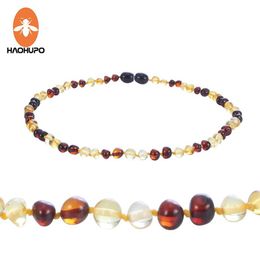 luxury- HAOHUPO New Design Amber Bracelet Necklace for Baby Baltic Natural Amber Jewellery for Boy Girls Infant Teething Gifts Sup2997