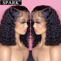 Lace Wigs Short Curly Bob Brazilian Human Hair Lace Front Wigs 13X4 Lace Frontal 4x4 Closure Deep Wave Wig For Black Women 180 Density 231024