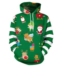 Customized Hoodies & Sweatshirts Santa Claus Gift Deer Dwarf Hoodie Christmas hooded sweater 3D digital printing women's loose casual sweater