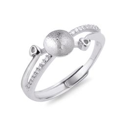 Anello con perla d'acqua dolce Disegni di montaggio per donna Anello in argento sterling 925 con zirconi Accessori grezzi 5 pezzi243f