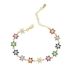 Women 2019 summer bohemian Gold silver Colour Charm cute flower Bracelets paved rainbow Zircon Stone Fashion Jewellery pulseras 2116