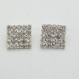 50pcs 16x16mm Square Rhinestone Embellishment Buttons FlatBack DIY Crystal Buckles Factory 322l