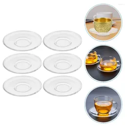 Cups Saucers 6pcs Glass Teacup Saucer Multipurpose Servicing Cookies Plates Tray