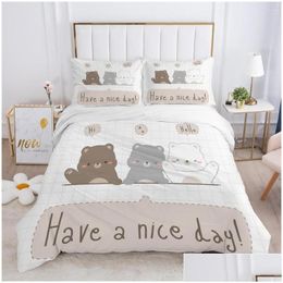 Bedding Sets Children Set For Kids Baby Child Girls Boy140X200 Single Quilt/Comfortable/Duvet Er Bed Linens Cute Bear Drop Delivery Dhhsz