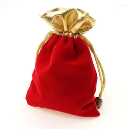 Jewelry Pouches 9 12cm 50pcs Red Phnom Penh Velvet Bags For Pouch Gift Bag Package With Drawstrings Wedding Diy Women Display