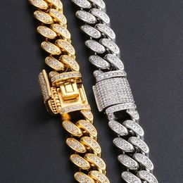 Jinao Hip Hop Icy Men 925 Silver Vermeil Necklaces Iced Out Vvs1 Diamonds Chain 8mm Cuban Link Moissanite