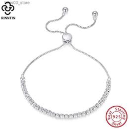 Charm Bracelets Rinntin 925 Sterling Silver Handmade Italian Diamond-Cut Bolo 3mm Bead Bracelet for Women Adjustable Elegant Jewellery Gift SB125 Q231025