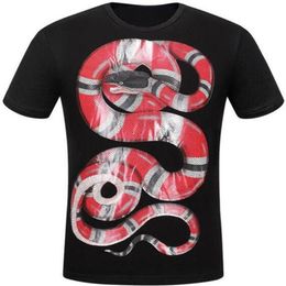 King Snake Print Italia T-shirts Top High Quality Cotton Men T Shirt O-Neck Summer Women Tees White Black M-XXXL234c