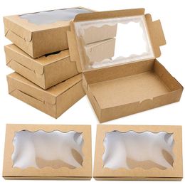 Kraft Paper DIY Gift Box With Window Wedding Birthday Party Decoration Cake Packaging Box Event Party Gift Case LX6195