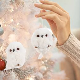 Christmas Decorations 2pcs 2023 Ornaments Cute Owl Hanging Gift Simulation Creative Animal Xmas Tree Decoration Pendant Home Holiday Party 231025