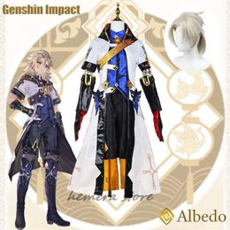 Cosplay Genshin Impact Albedo Cosplay Costume Adult Carnival Uniform Wig Anime Halloween Party Costumes Masquerade Women Game