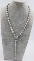 Chains Freshwater Pearl Necklce Grey Black Baroque 9-13mm Wholesale Beads Nature 26inch