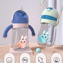 Baby Bottles# Cartoon Antichoke Straw Cup Learn Drinking Bottles Bottle with Handles Feeding Leakproof Water 231025