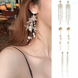 Dangle Earrings Women Long Rhinestone Crystal Drop Jewelry Gift Stud Ear Tassel