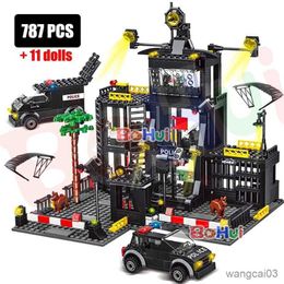 Blocks Station Military City Model Set Prison Car Boat Figures Building Blocks DIY Toy for Kids Boys Gift R231025