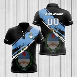 Men's Polos Argentina Flag & Coat Of Arms Custom Name Polo Shirts Summer Casual Streetwear Fashion Loose Jersey Plus Size Sportswear