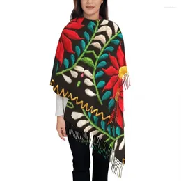 Ethnic Clothing Custom 3D Printed Mexican Spanish Embroidery Flowers Scarf Men Women Winter Fall Warm Scarves Traditional Shawls Wraps