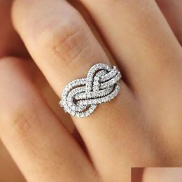 Band Rings Woman Ring Twist Infinite Shape Crystal Cubic Zirconia Rings Exquisite Female Wedding Bands Fashion Jewelry Bk Drop Deliver Otbrl