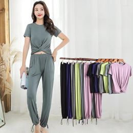 Women's Sleepwear 2023 Summer Slimming Suit Foreign-Style Foot Pants Two-Piece Modal Home Service Women Can Wear Outside Nighties