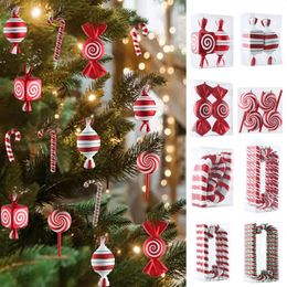 Christmas Decorations 6Pcs Christmas Tree Ornaments Large Candy Cane Crutches Hanging Pendants Home Party Favours Year Kids Gift Navidad 231025
