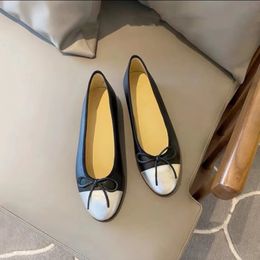 Dress shoes designer Channeles Ballet shoe Spring Autumn sheepskin bow fashion Flat boat shoe Lady leather Lazy dance Loafers women SHoes Large Leather sole