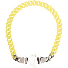1017 ALYX 9SM Colour PVC Transparent Cuban Chain Metal Lock Necklace European and American Simple Fashion Hip Hop Jewelry241B