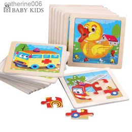 Puzzles 11X11CM Kids Wooden Puzzle Toy Vehicle Animal Jigsaw Cartoon Animal Traffic Tangram Toys Educational Toys Puzzles for Kids GiftsL231025