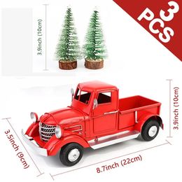 Christmas Decorations OurWarm Christmas Red Truck Desktop Decoration Ornaments Kids Xmas Year Gifts Vintage Metal Home Decoration 231025