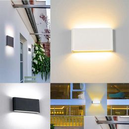 Waterproof Outdoor Wall Lamp 12W Led Ce Up And Down Lighting Modern Minimalist Indoor Porch Garden Light Drop Delivery