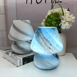 Table Lamps Korean Modern Striped LED Glass Desk Bedroom Bedside Living Room Art Decor Cute Fixtures