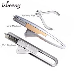 Connectors 6D Hair Extensions Machine 5 pins 10 pins Human Hair Connector Kits 6D Micro Link Remove Hair Plier Salon Tools Set 231025