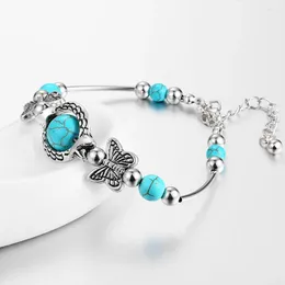 Charm Bracelets Women Jewellery European American Micro-inlay Turquoise Hand Chain Miss