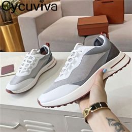 Men's flat bottom lace up running shoes men's tennis shoes breathable mesh stitching casual walking shoes comfortable sports shoes