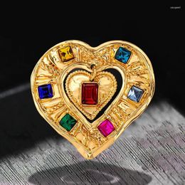 Brooches Retro Heart Pins For Women Rhinestone Vintage Pretty Love Party Office Brooch Pin Gifts