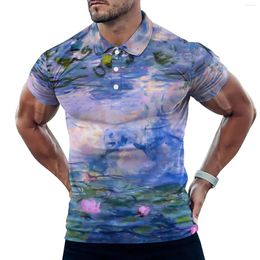 Men's Polos Vintage Water Casual T-Shirts Claude Monet Polo Shirt Mens Funny Beach Short Sleeve Design Top Big Size 5XL 6XL