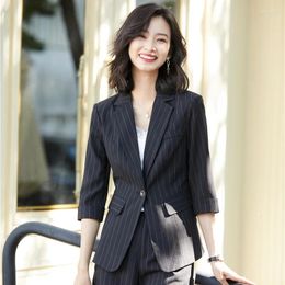 Women's Suits Fashion Black Blazer Women Jackets Half Sleeve Office Ladies Work Wear Uniforms Clothes