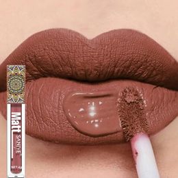 Lip Gloss Waterproof Matte Nude Lip Gloss Brown Nude Pigment Dark Red Long Lasting Velvet Liquid Lipstick Women Makeup Lip Glaze 1PCS 231024