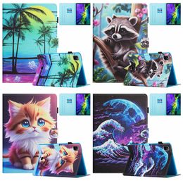 Leather Wallet Tablet Cases For IPAD 10.9 Pro 11 Air 4 5 10.2 10.5 Samsung Galaxy Tab A9 Plus 2023 Ocean Dog Cat Owl Coconut Tree Cube Raccoon Card Slot Holder Print PU Pouch