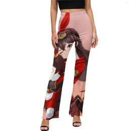 Women's Pants Amber Genshin Impact Casual Summer Anime Elegant Pattern Flare Trousers Elastic High Waist Slim Stretch Harajuku