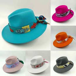 Wide Brim Hats Bucket Fashion Ribbon Accessories Fedoras Hat for Women and Men Autumn Panama Jazz Cap Britain Style Elegant Retro Fedora 231025