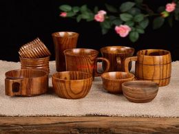 Tumblers 8 Styles Creative Japanese Solid Wood Cup Jujube Wooden Teacup Tummy Bar Beer Coffee