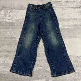 Mens Jeans Vintage for Men Hip Hop Rock Solid Wave Cowboy Pants Harajuku Baggy JeansOversize Straight Loose Wide Leg 231025