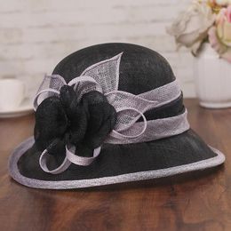 Berets Lady Deby Race Fedora Summer Elegant Fascinator Flower Linen Headpiece Women Vaction Curl Brimmed Cloche Hats